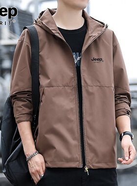 吉普连帽冲锋外套男士秋季新款