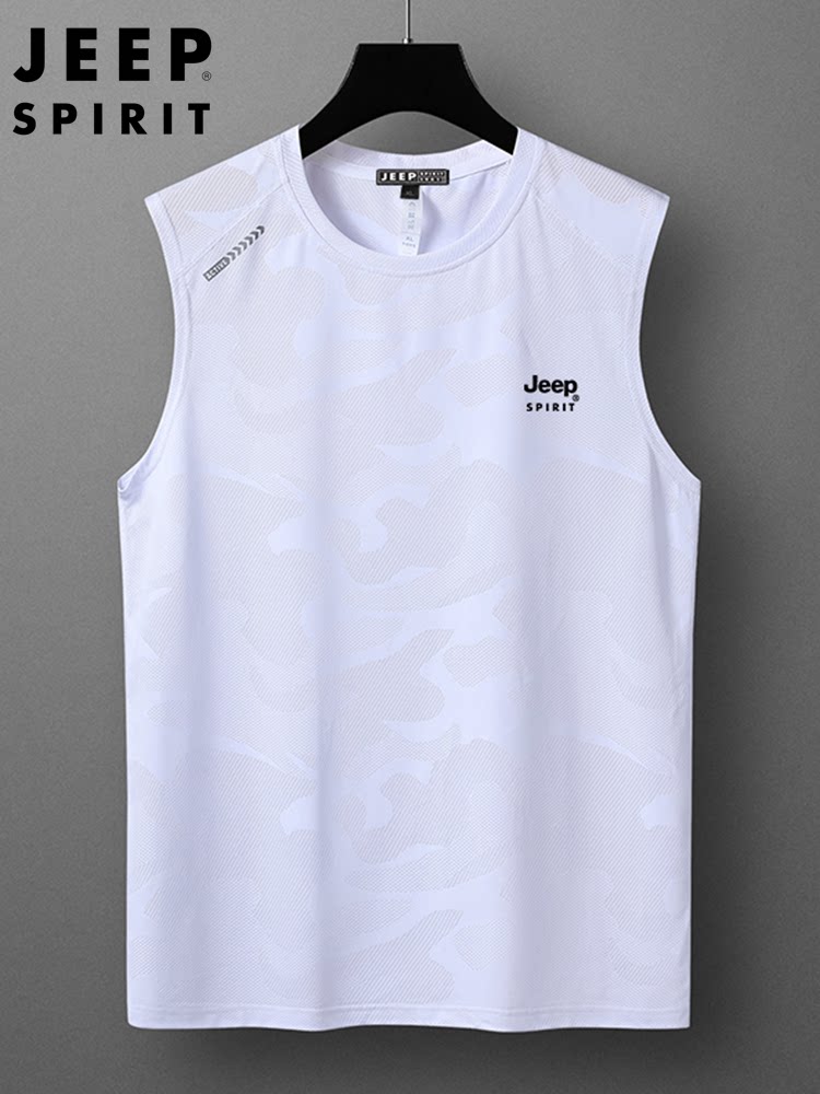 JEEP JEEP 아이스 실크 조끼 남성 여름 얇은 속건성 통기성 위장 조끼 캐주얼 스포츠 민소매 티셔츠