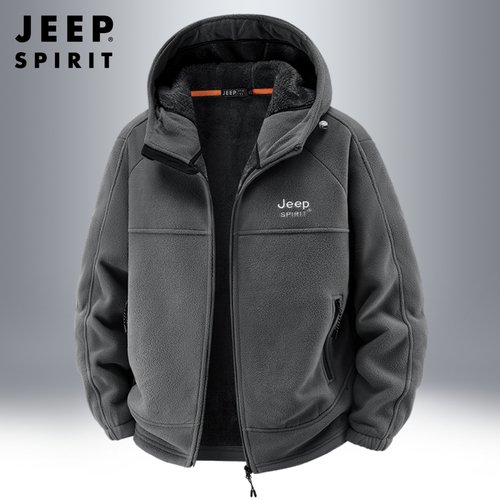 吉普加绒加厚卫衣男士冬季抓绒衣