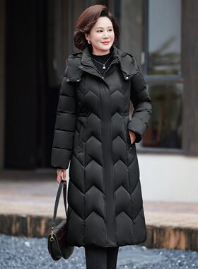 冬季加厚显瘦过膝妈妈棉服