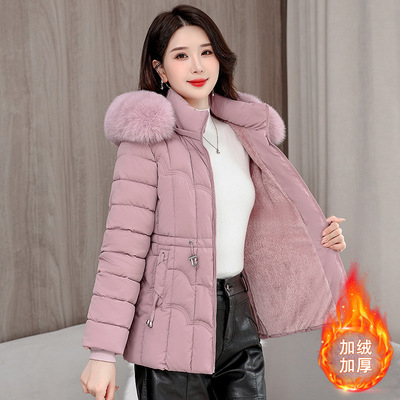 2025冬女短款显瘦加绒羽绒棉服