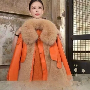 女士冬装狐狸毛外套仿毛皮草中长款宽松型时尚显瘦高端气质保暖女