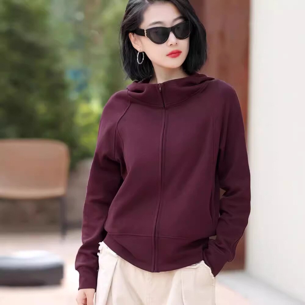 春秋连帽拉链卫衣开衫女短外套