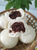山东老面引子馒头纯手工制作红小豆豆包每个200克每份10个