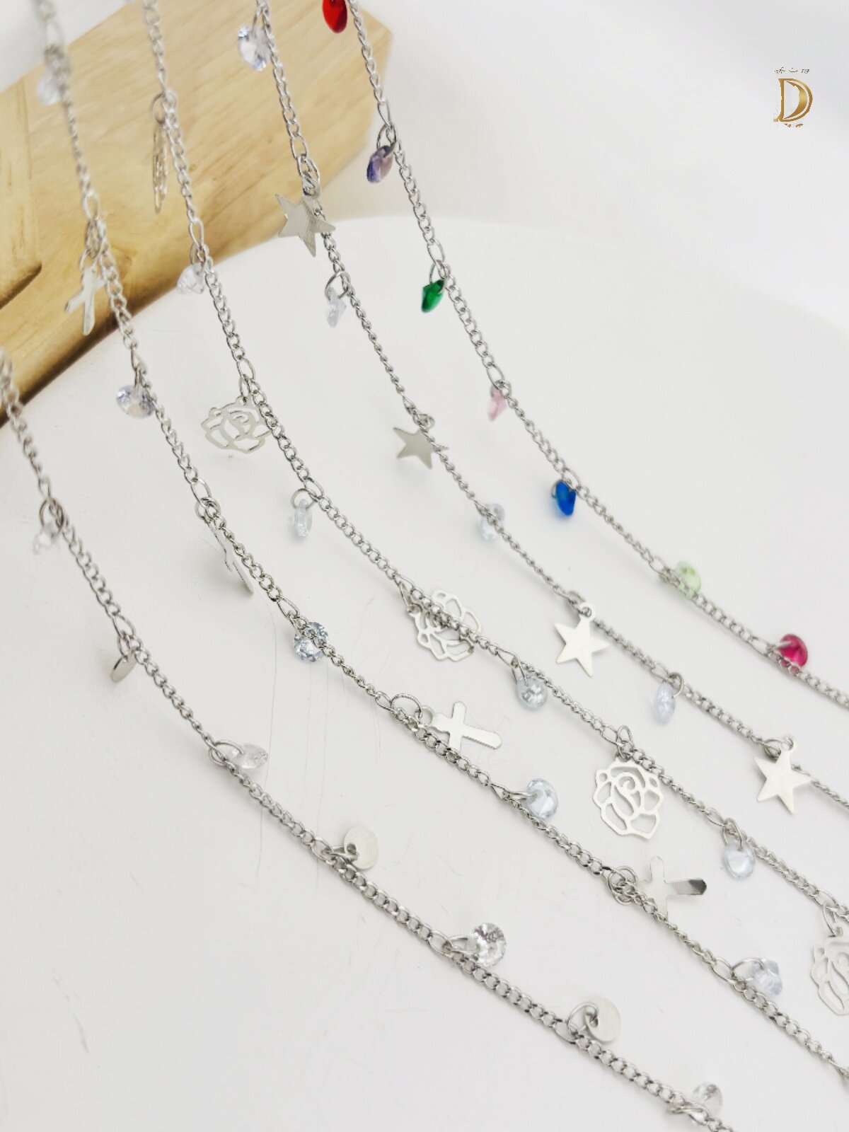 COPPER CHAIN HANDMADE NAIL ART ZIRCON STAR ROSE CROSS LOOSE CHAIN DIY CHAIN ORNAMENT GOLD AND SILVER HARDWARE