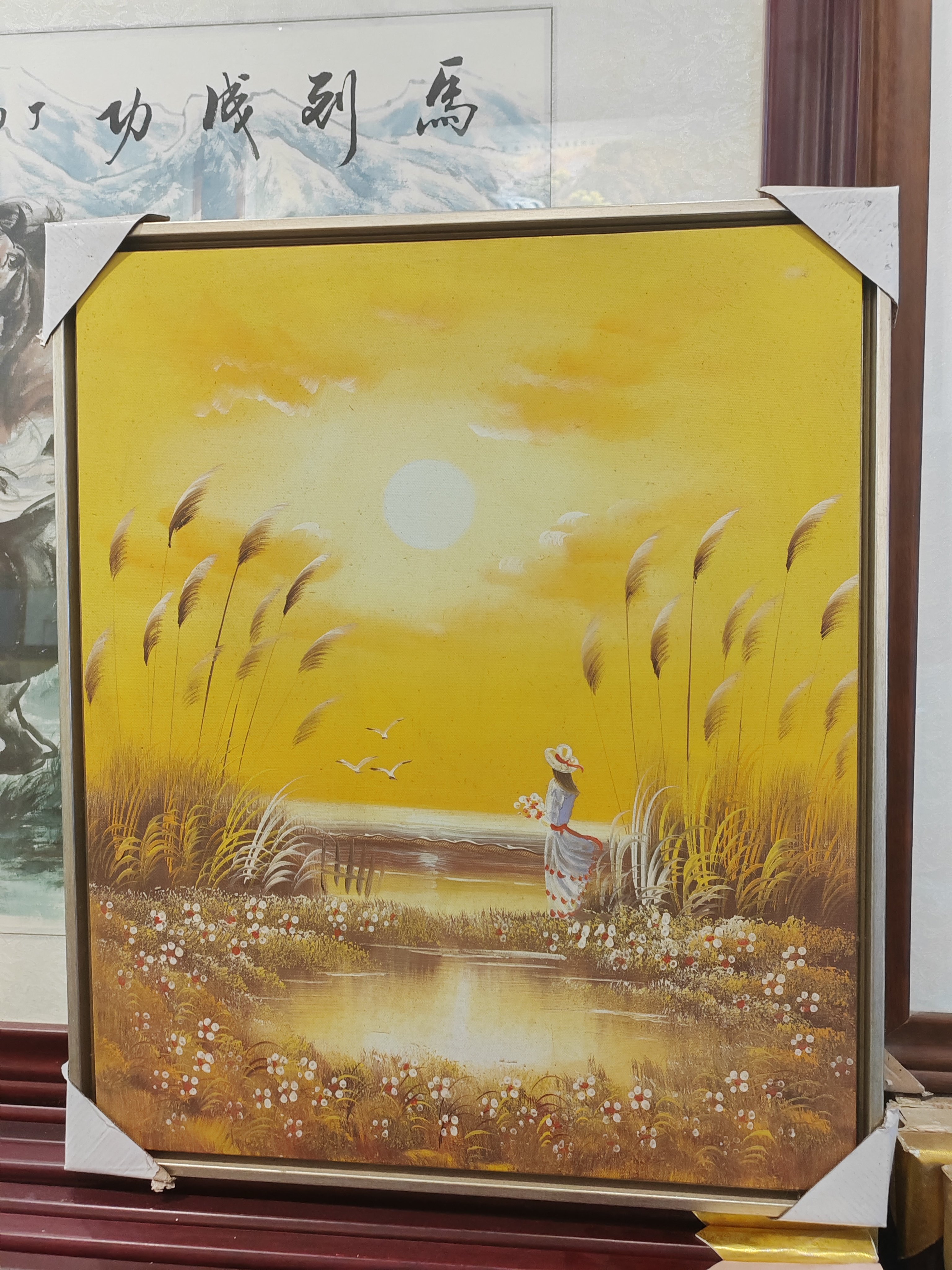 纯手绘花卉风景油画 家居装饰挂画送礼精品 配现代油画框简易轻奢