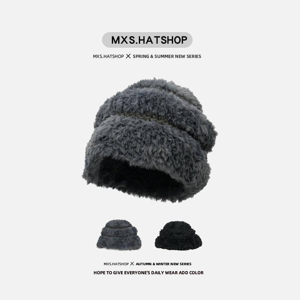 冬天复古毛绒绒包头帽