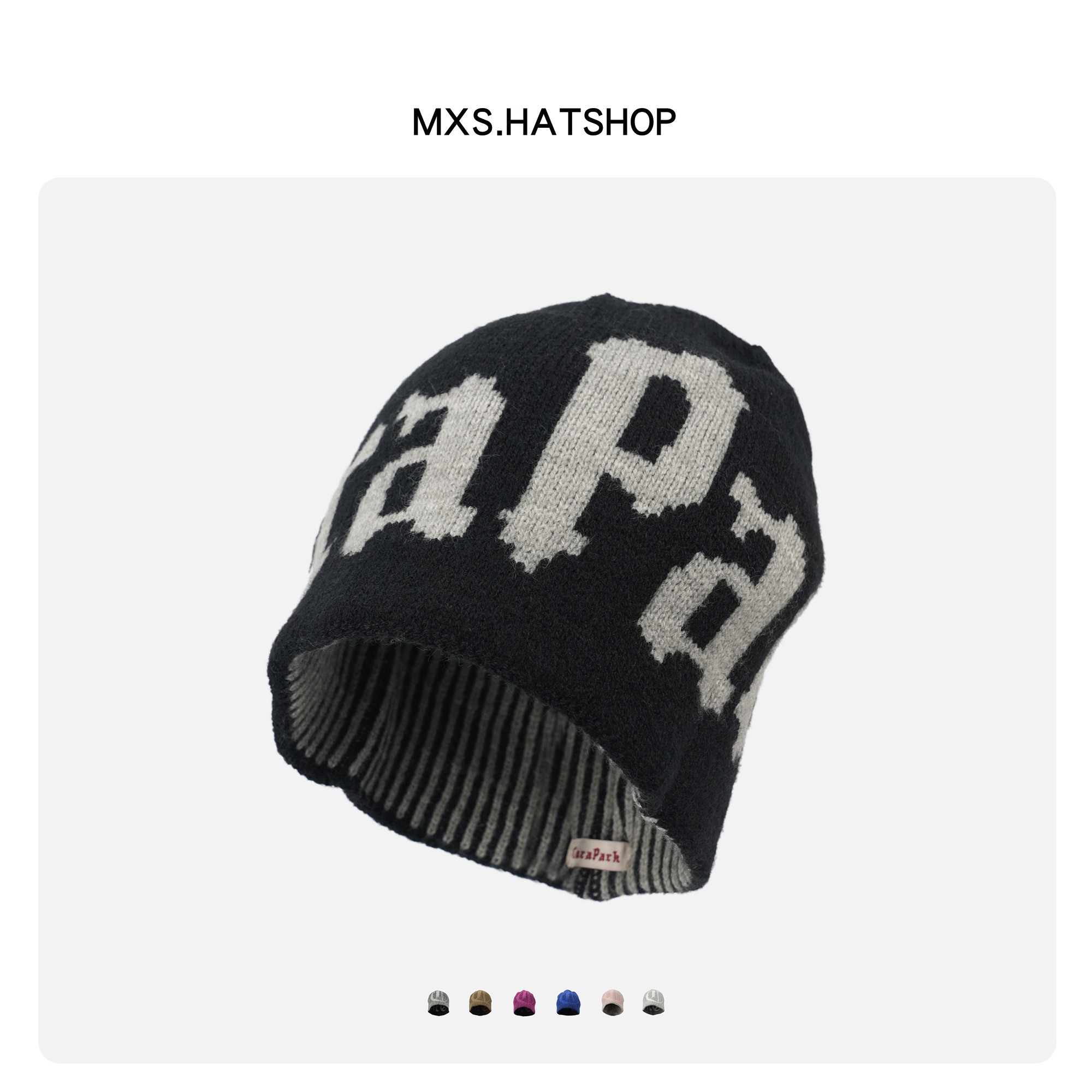 美式复古大字母包头针织冷帽