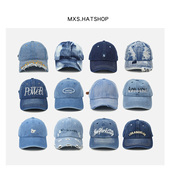 丹宁风蓝色牛仔系列鸭舌帽子推荐 男女春夏百搭个性 水洗复古棒球帽
