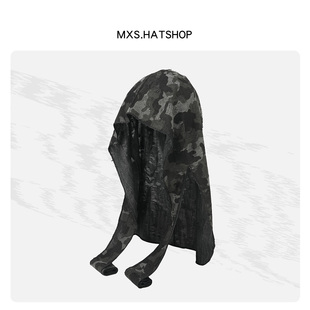 朋克迷彩暗黑风头巾帽子男女美式街头小众嘻哈潮酷长带披肩套头帽