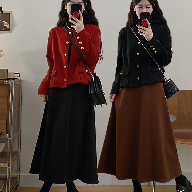 小香风套装女2025新款春秋冬毛呢外套圆领高级感小个子套装半身裙,女装/女士精品,时尚套装,淘宝优惠券,粉丝福利购,淘宝优惠卷