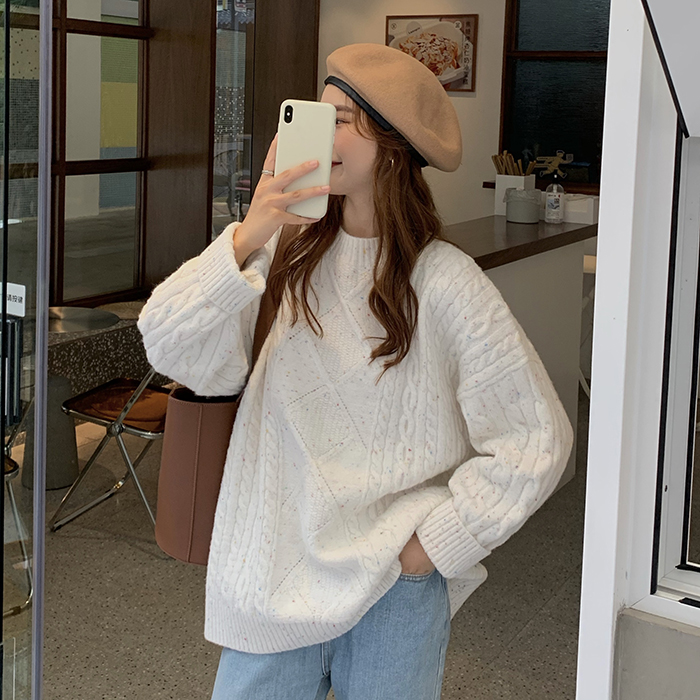Real shot and real price ~ Korean version loose and versatile, minority design, round neck Pullover and sweater top