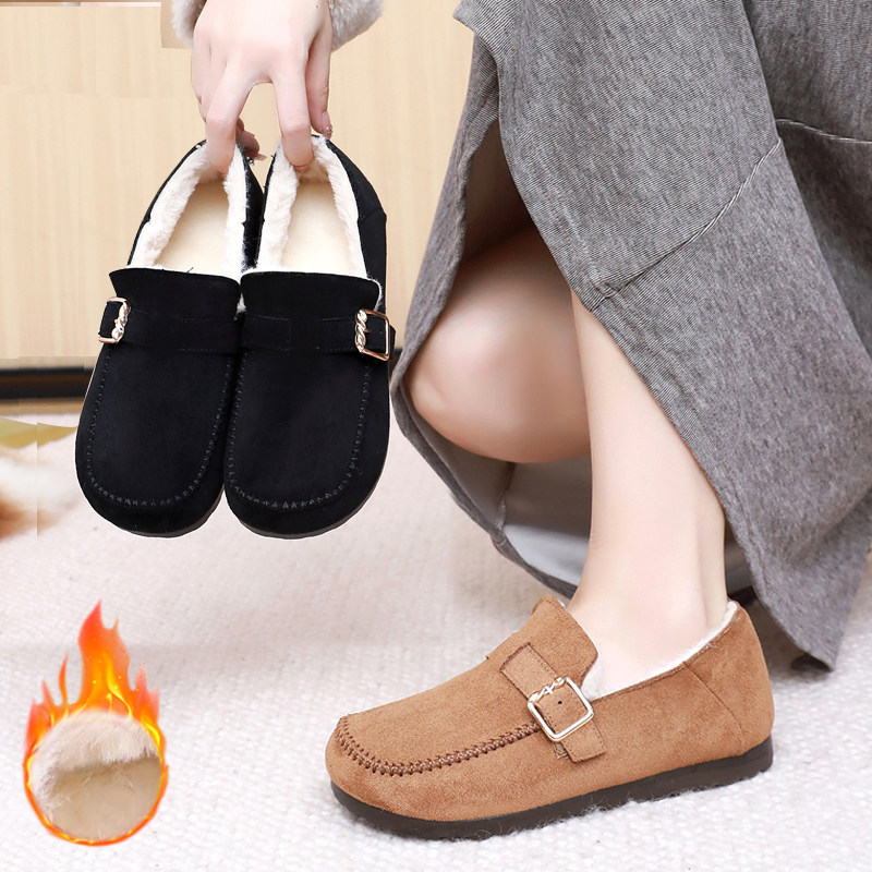 老北京布鞋女棉鞋冬季加绒保暖豆豆鞋黑色一脚蹬妈妈鞋工作懒人鞋,女鞋,棉鞋,淘宝优惠券,粉丝福利购,淘宝优惠卷
