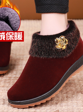 老北京布鞋女鞋冬季老年人棉鞋女加绒保暖奶奶棉靴软底防滑妈妈鞋