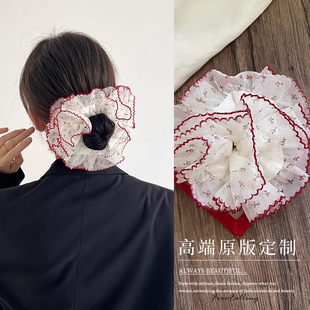 英国goodsquish碎花蕾丝撞色花边发圈小众设计感发饰大肠圈发绳女