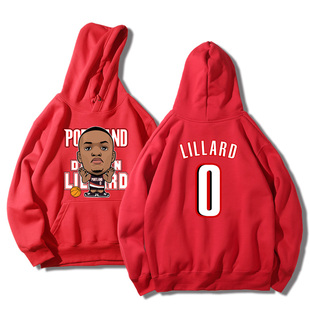 外套新款NBA开拓者利拉德球衣卡通卫衣男秋冬篮球Q版连帽衫衣服潮
