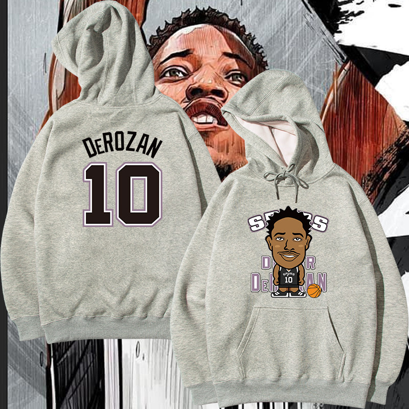 马刺队10号运动训练服球衣德罗赞卫衣男连帽衫宽松学生青少年衣服