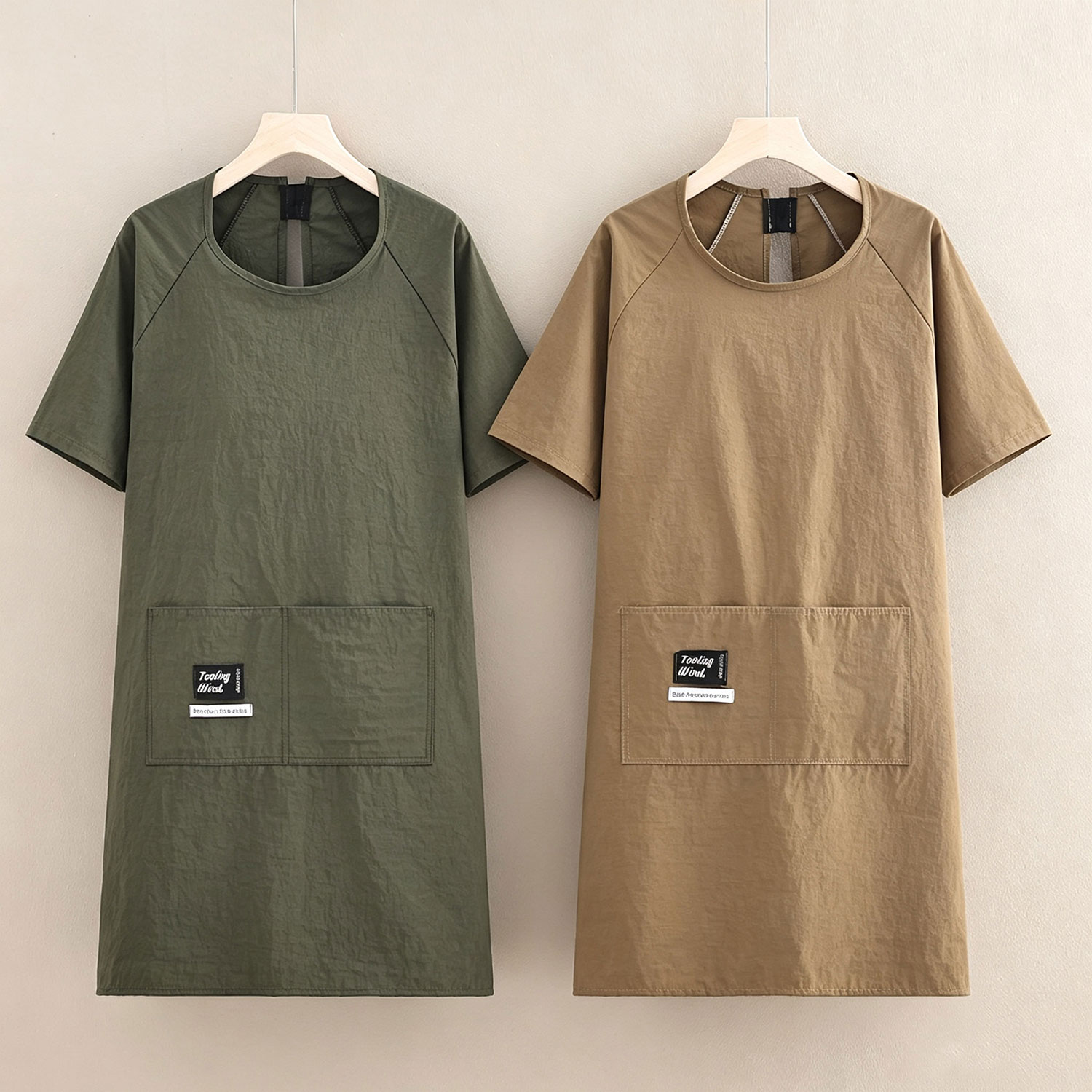半袖防溅水围裙男女通用厨房家用罩衣超市服务员餐厅短袖工作罩衣