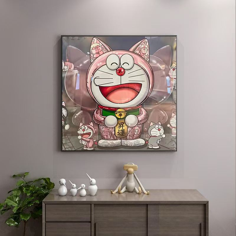 招财机器猫十字绣新款卡通趣味可爱线绣客厅卧室手工刺绣diy小件