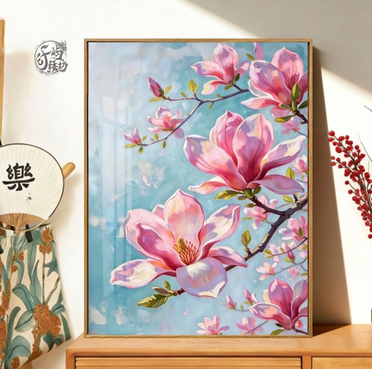 春日玉兰花十字绣2026新款高颜值艺术花卉线绣客厅玄关diy手工绣