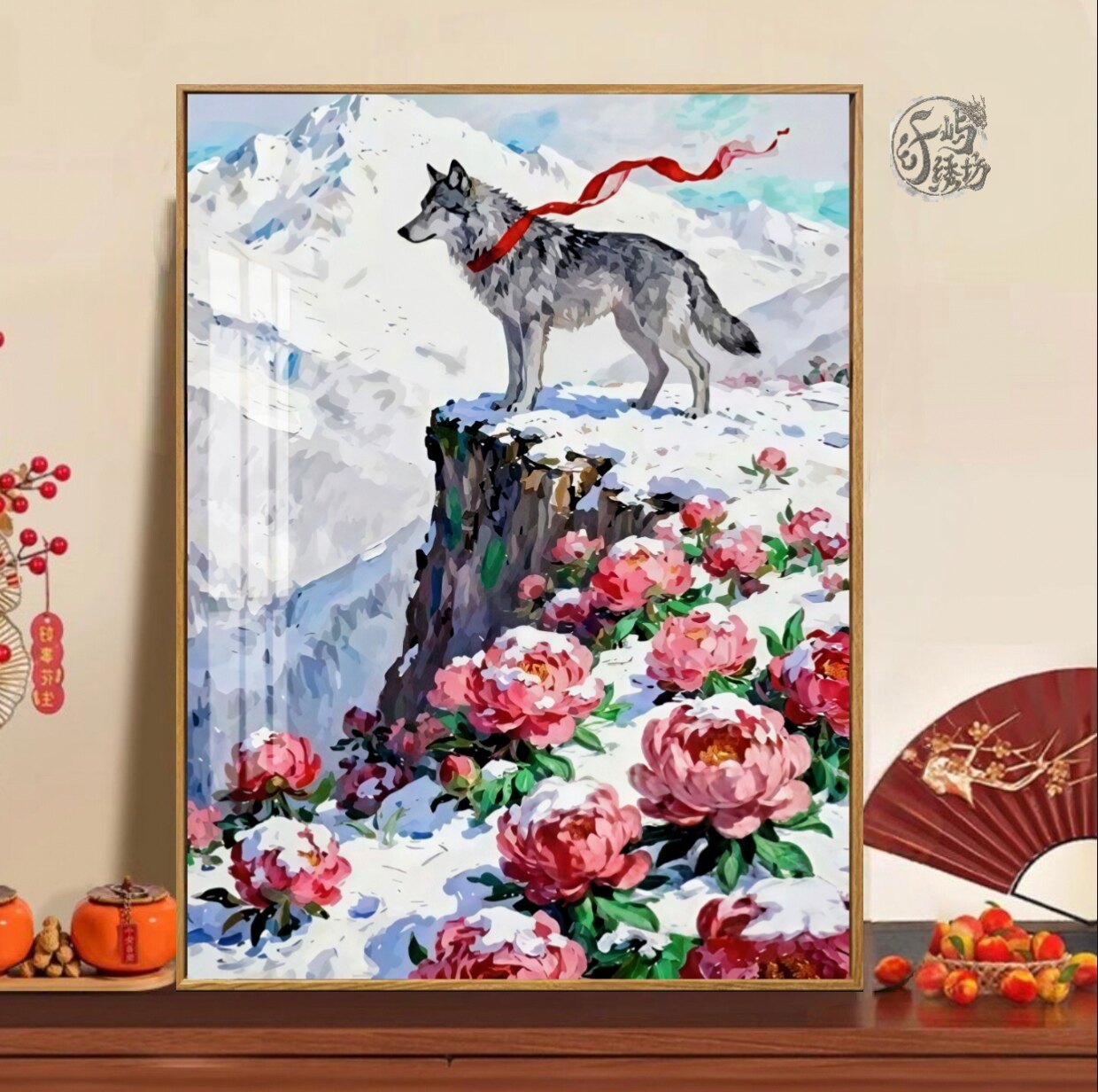 雪狼玫瑰十字绣原创新款高颜值唯美风景线绣客厅玄关diy手工刺绣