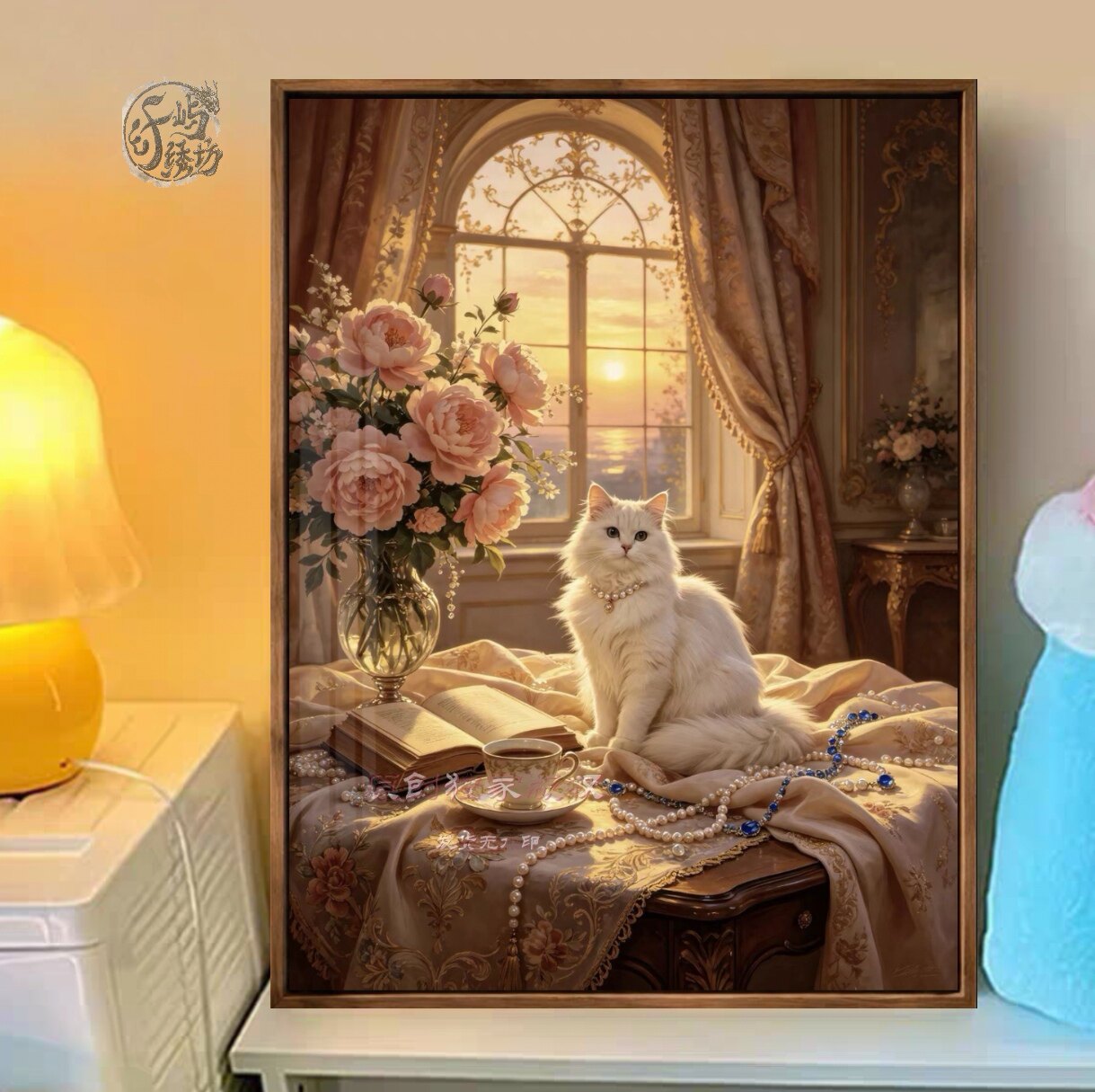 欧式玫瑰猫咪十字绣新款原创治愈系可爱动物线绣客厅玄关diy刺绣