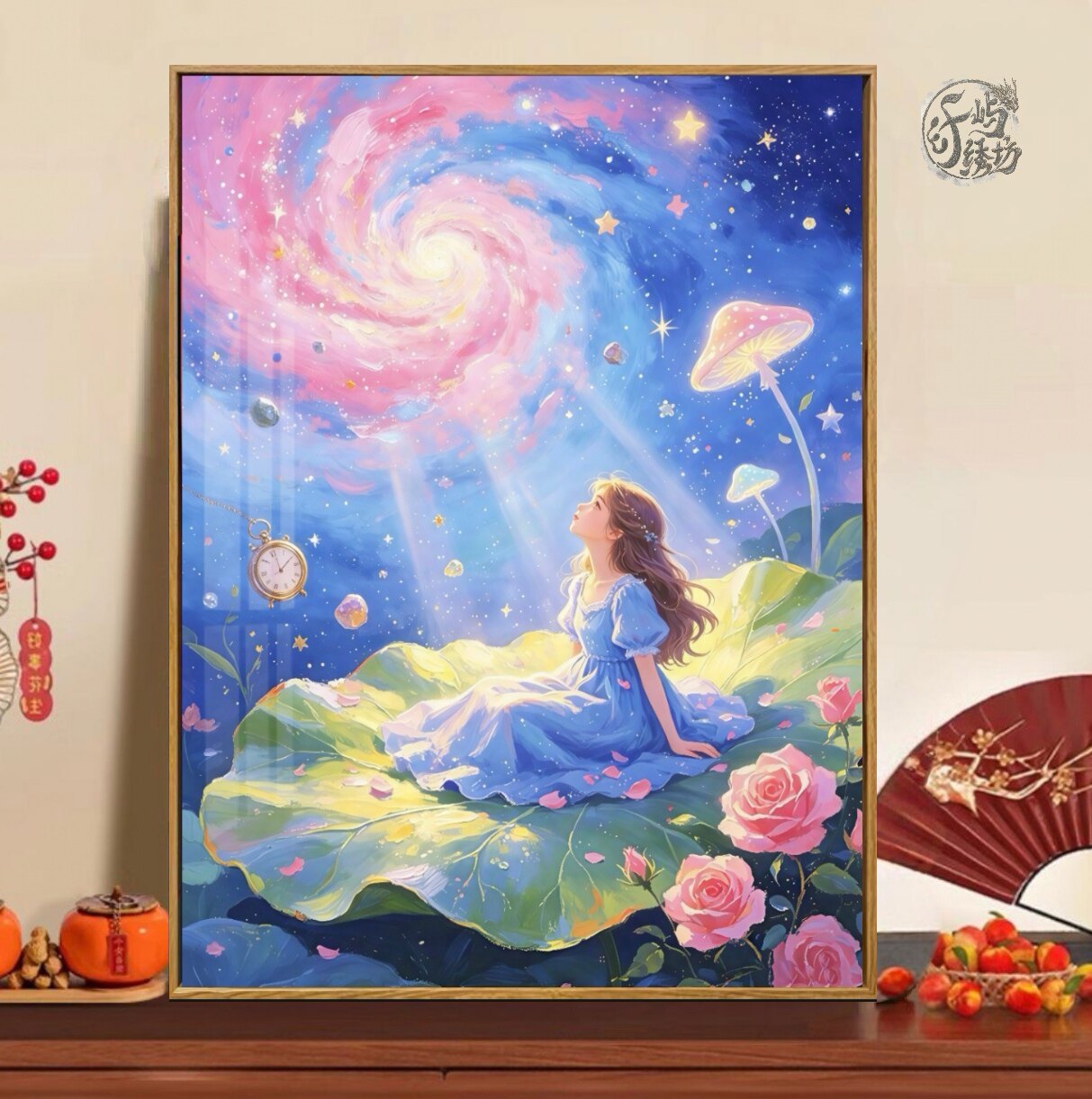 星河玫瑰少女十字绣新款高颜值治愈卡通人物线绣客厅卧室diy刺绣