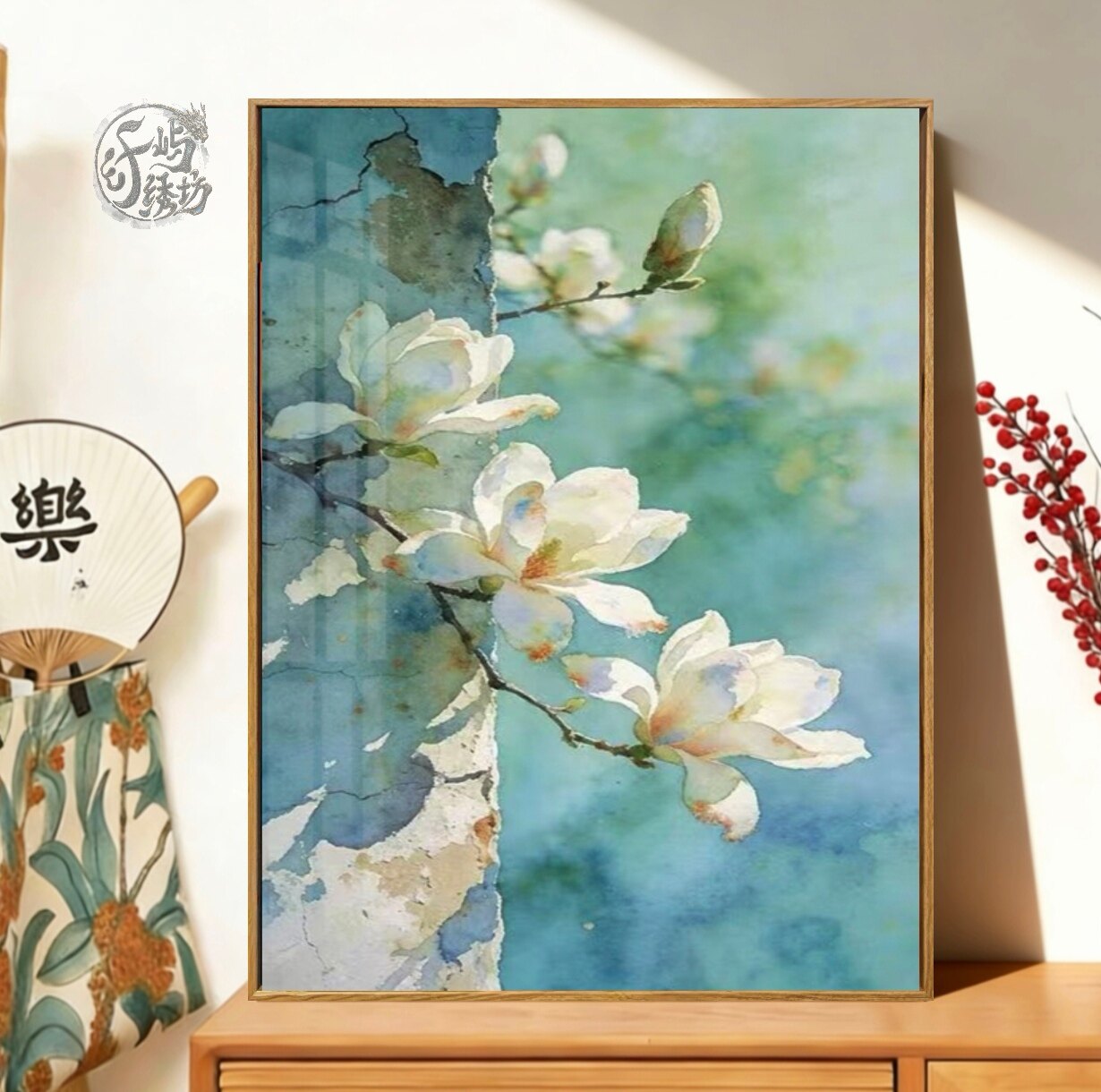 清新玉兰花十字绣新款高级感唯美花卉线绣客厅卧室diy手工绣小件