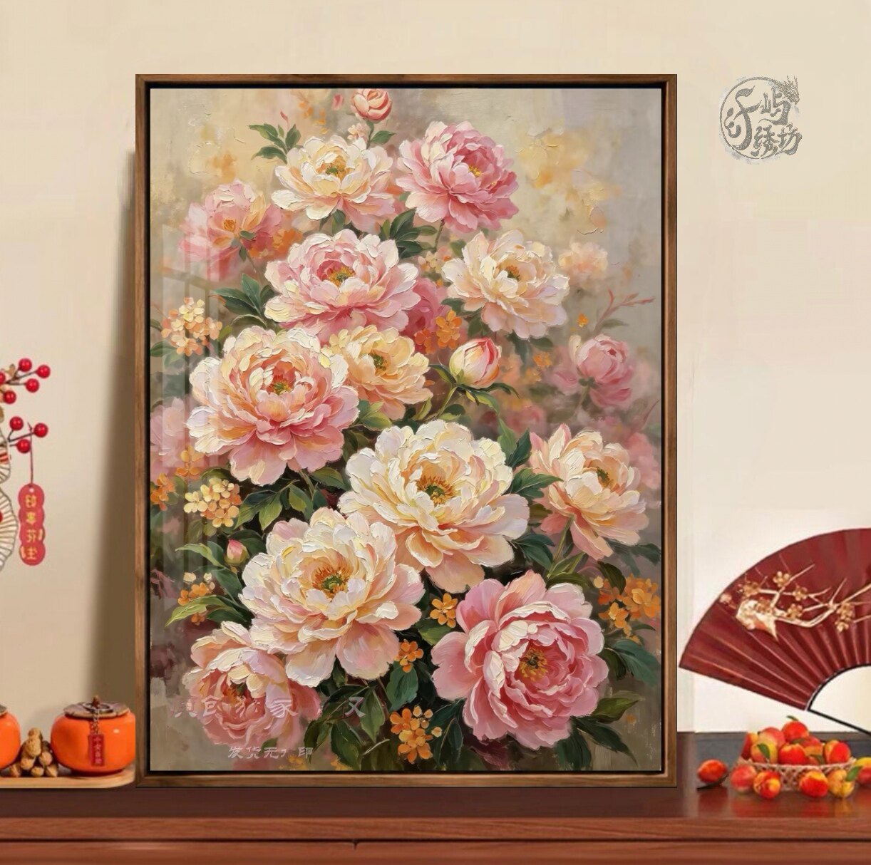 原创牡丹花开十字绣新款高颜值唯美花卉线绣客厅玄关diy手工刺绣