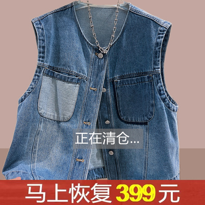 设计感独特复古高级感休闲牛仔马甲女外穿2025秋时髦洋气背心外套