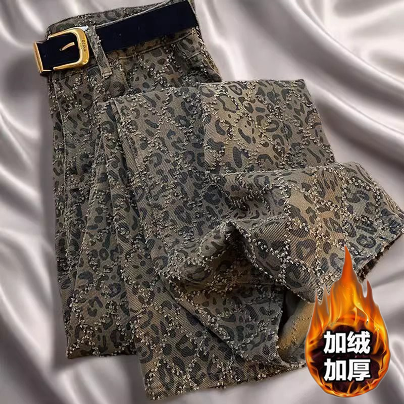 新款秋冬季直筒阔腿韩版加绒长裤