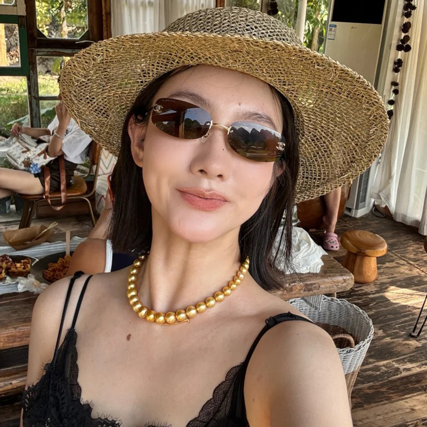 海边度假老钱风无框墨镜女款