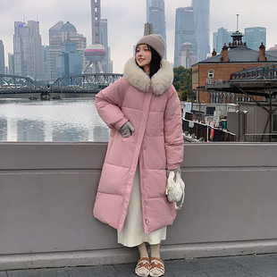羽绒棉服女中长款过膝外套冬季新款时尚韩版大毛领设计感加厚棉衣