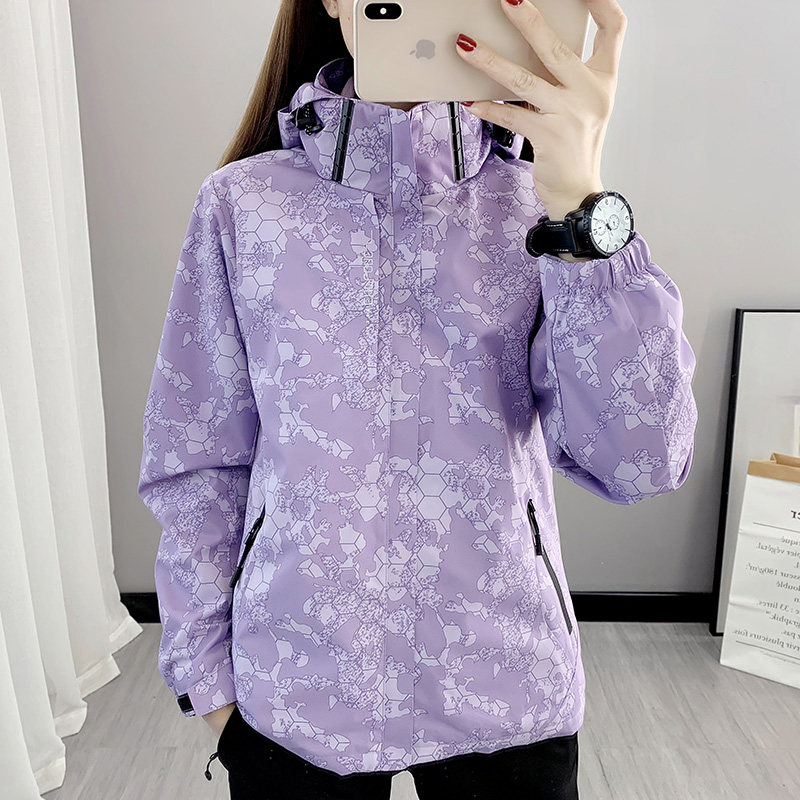 户外迷彩冲锋衣男女三合一两件套秋冬防风防水加厚徒步登山服外套
