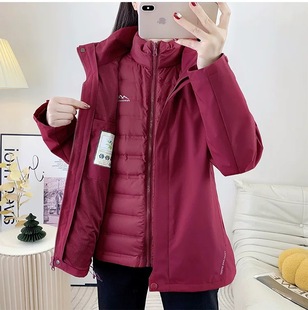 风雪狼羽绒内胆三合一冲锋衣女士2025新款可拆卸防风防水保暖外套