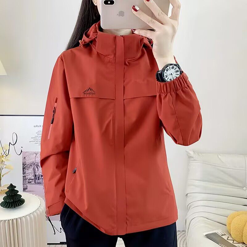 单层网衬薄款冲锋衣女户外登山服