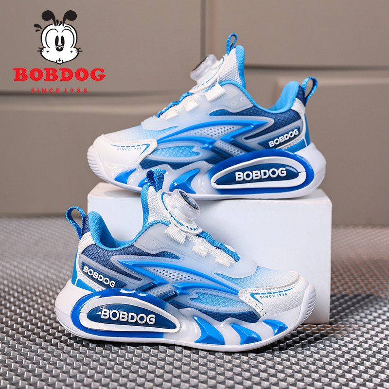 巴布豆儿童篮球鞋春秋季网面透气防臭中大童轻便防滑男孩运动鞋子
