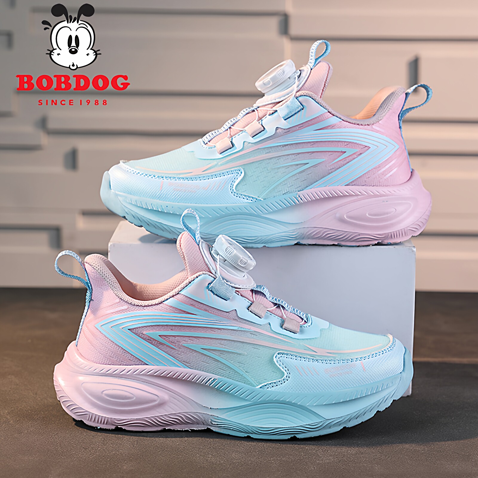 巴布豆女童运动鞋子2026新款春秋季网面透气防臭小学生儿童跑步鞋