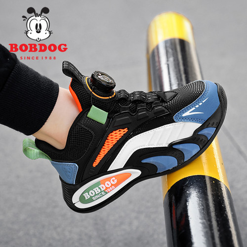 巴布豆皮面防水防臭男童运动鞋