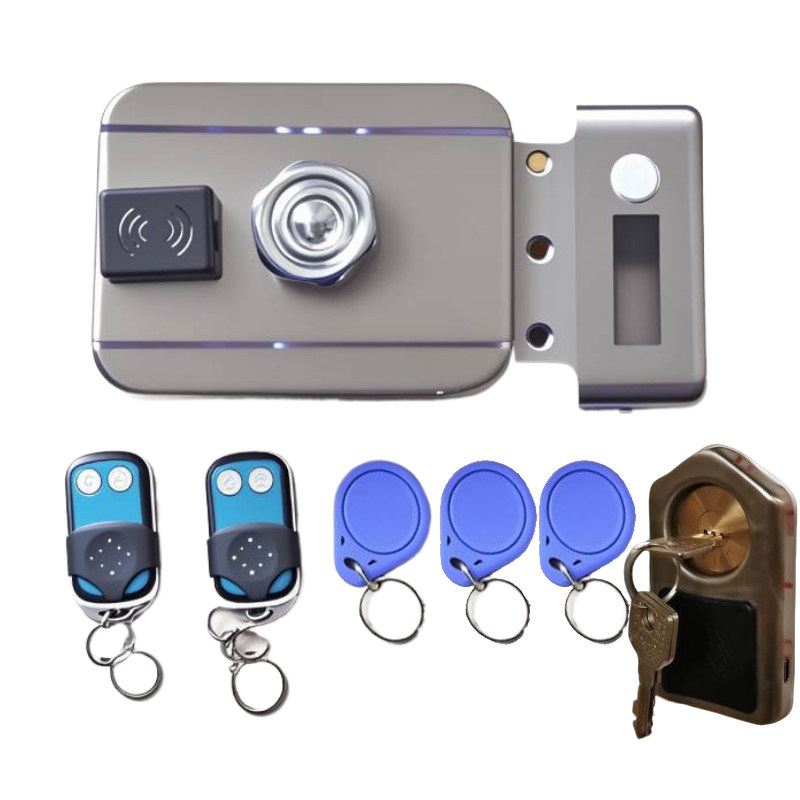 老式门锁刷卡遥控锁电子锁防盗门锁木门牛头锁仓库房IC卡智能锁