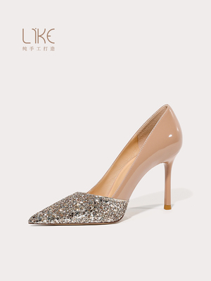 俪珂单鞋公主裸色高跟女2