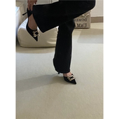 水钻方扣尖头单鞋 太好看了 高品质新款 女浅口细跟中空