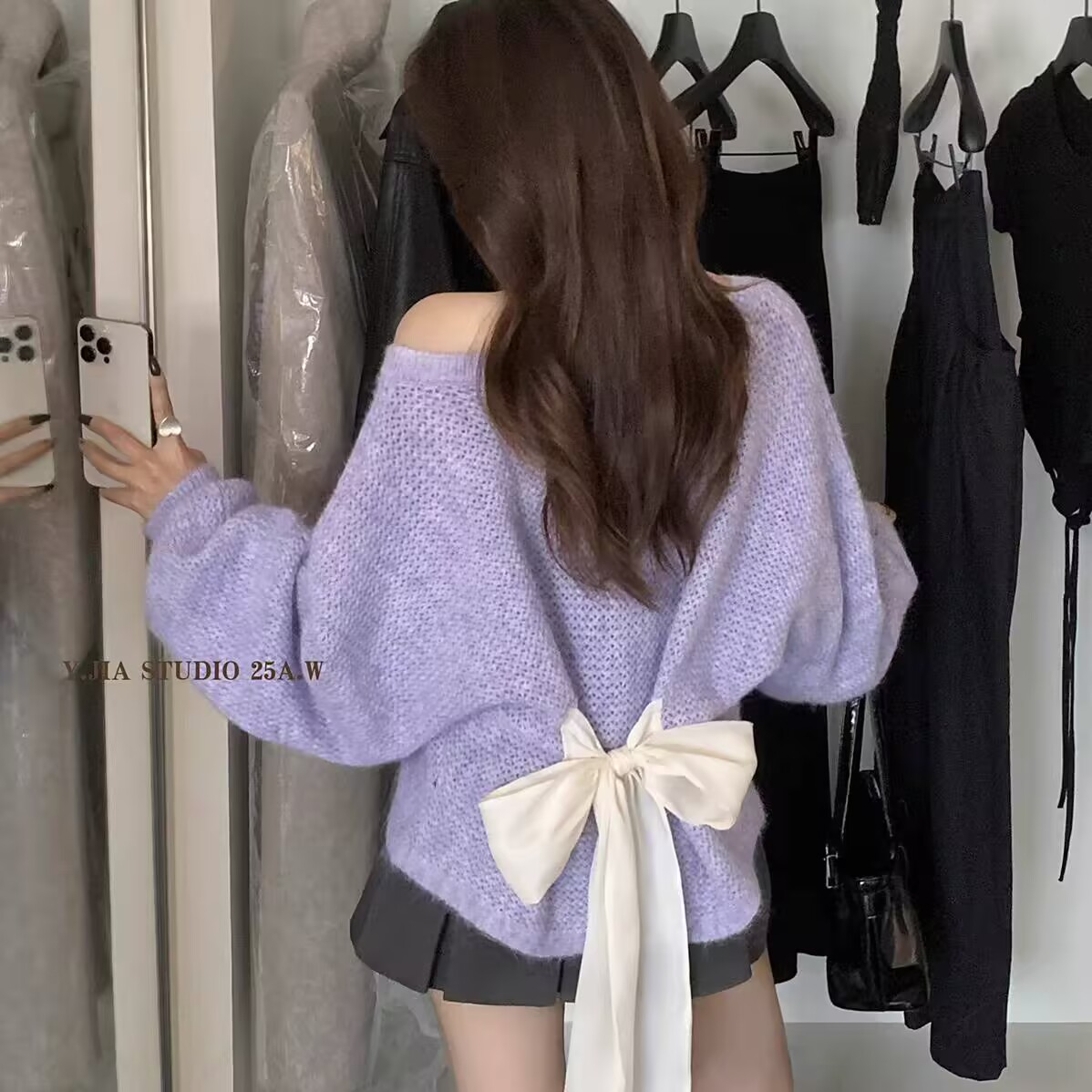 小清新甜美设计感后系带蝴蝶结