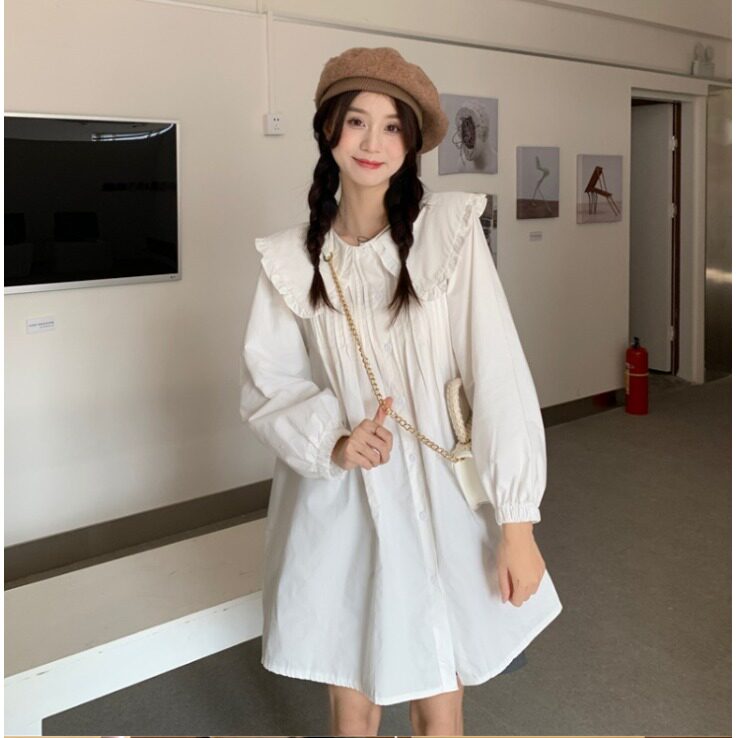 大码女装2025年新款PMM宽松遮肉百搭法式复古茶歇娃娃领格子衬衫