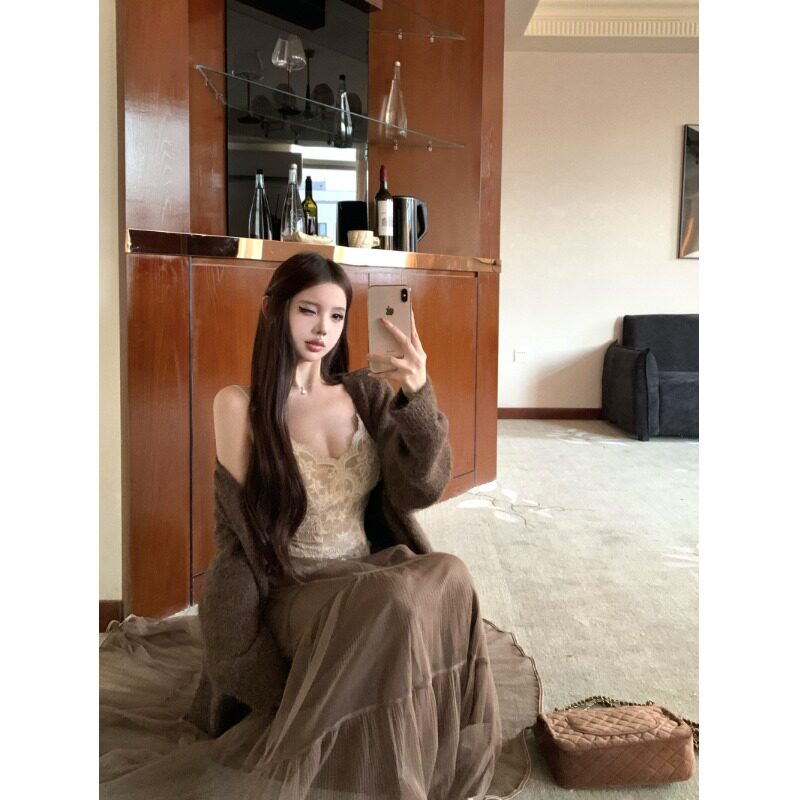 纯欲风套装女蕾丝拼接辣妹吊带
