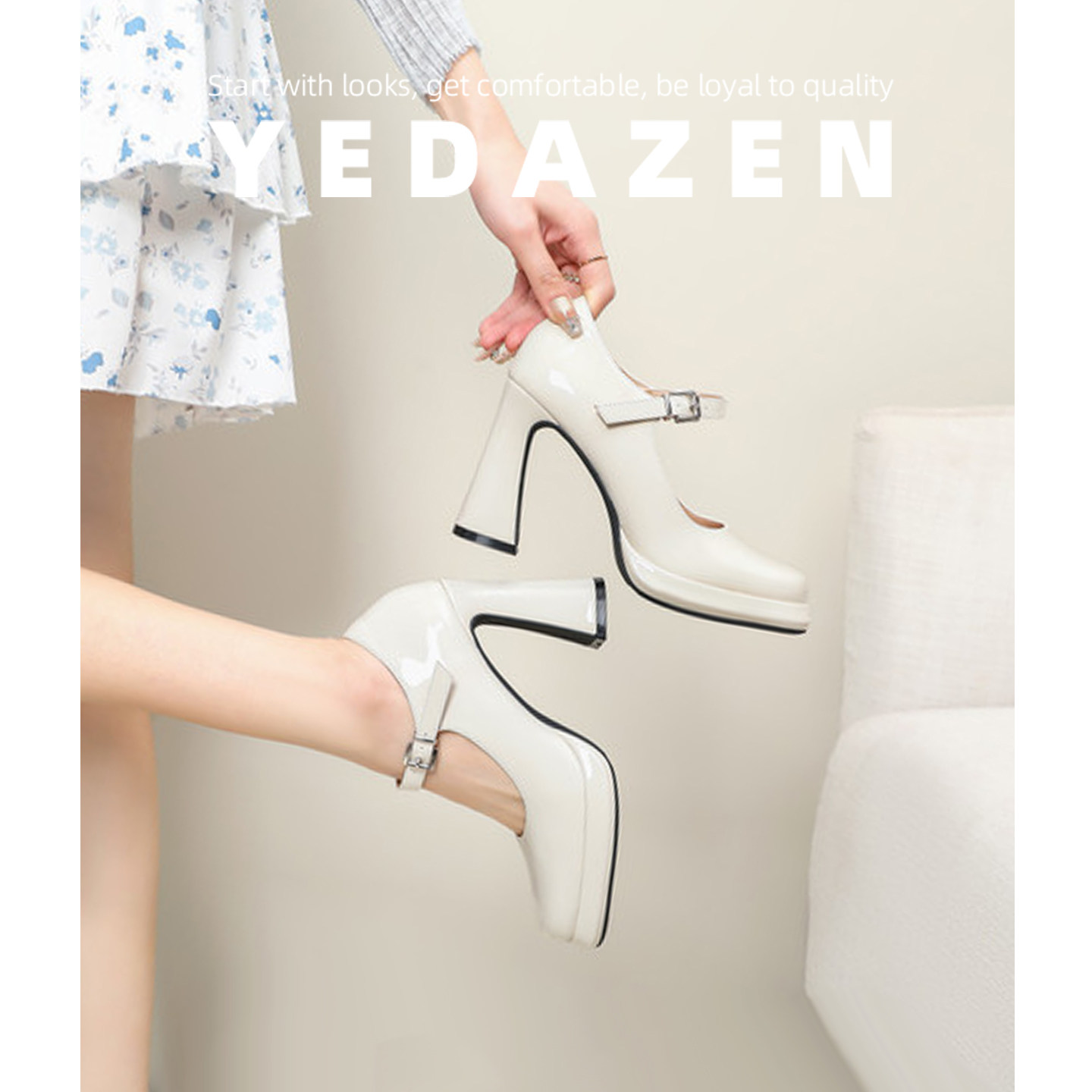 白色小个子玛丽珍婚鞋新娘鞋2026新款法式复古防水台高跟鞋女粗跟