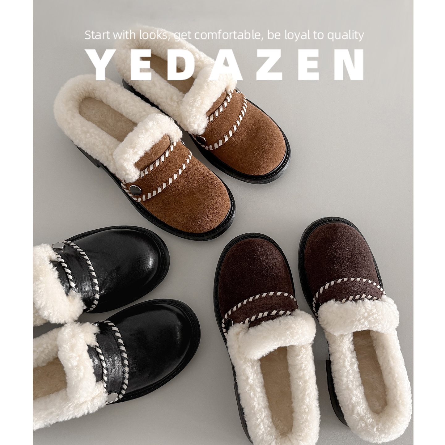 一脚蹬厚底玛丽珍加绒毛毛鞋女外穿2025新款冬季绝美不累脚穆勒鞋