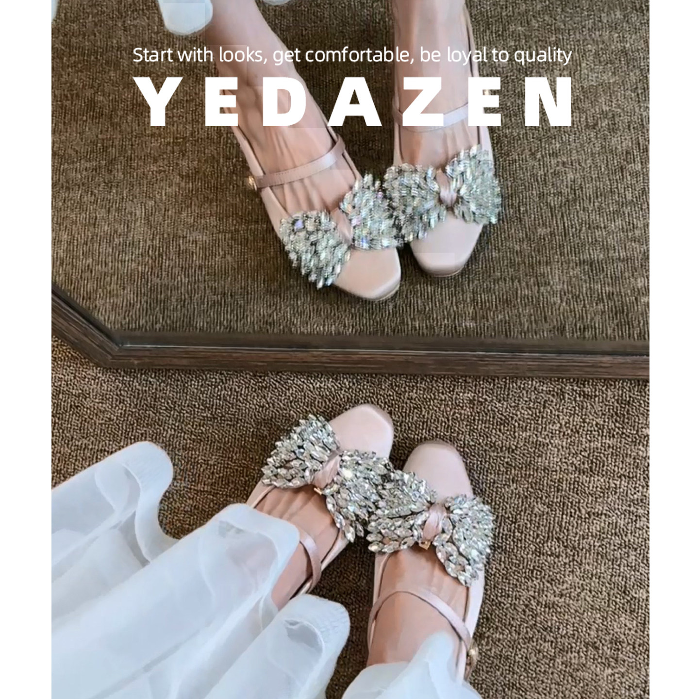 2026新款内增高水钻包头凉鞋女款夏季蝴蝶结高跟鞋粗跟绝美凉拖鞋