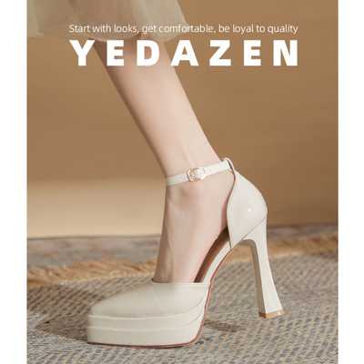 法式高跟鞋女绝美白色婚鞋新娘鞋