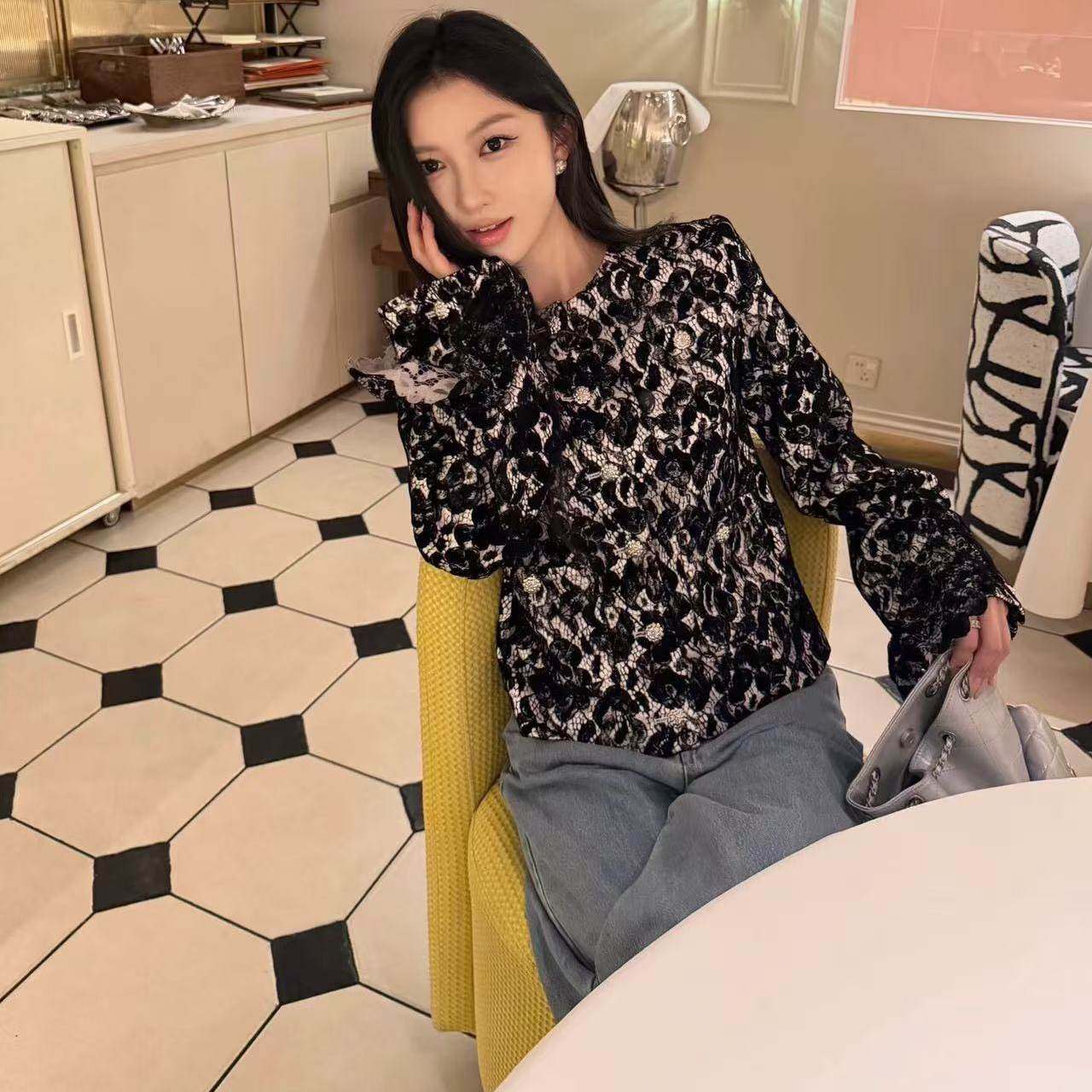 好漂亮重工蕾丝外套女2025年冬季新款短上衣名媛小香风时尚显瘦潮,女装/女士精品,短外套,淘宝优惠券,粉丝福利购,淘宝优惠卷